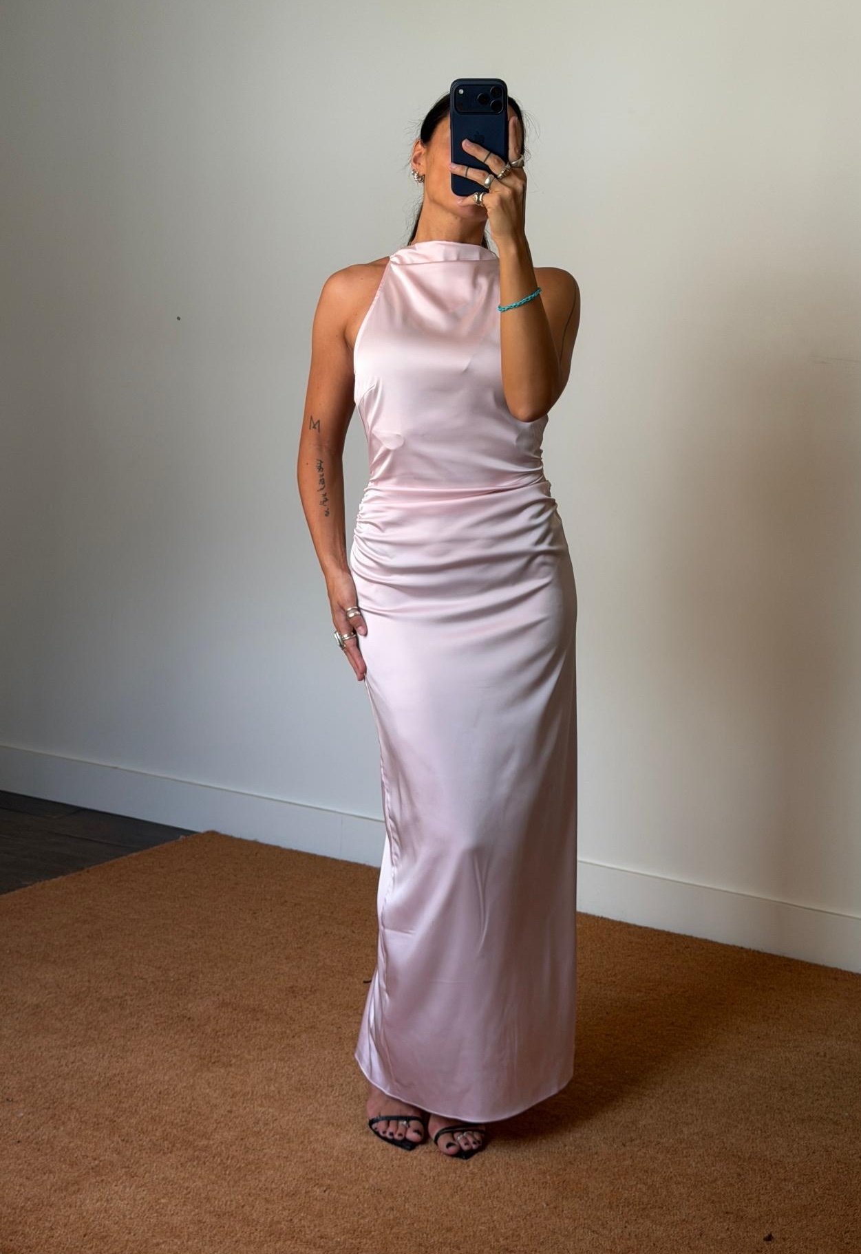 Rotate Halterneck Ruched Maxi Dress