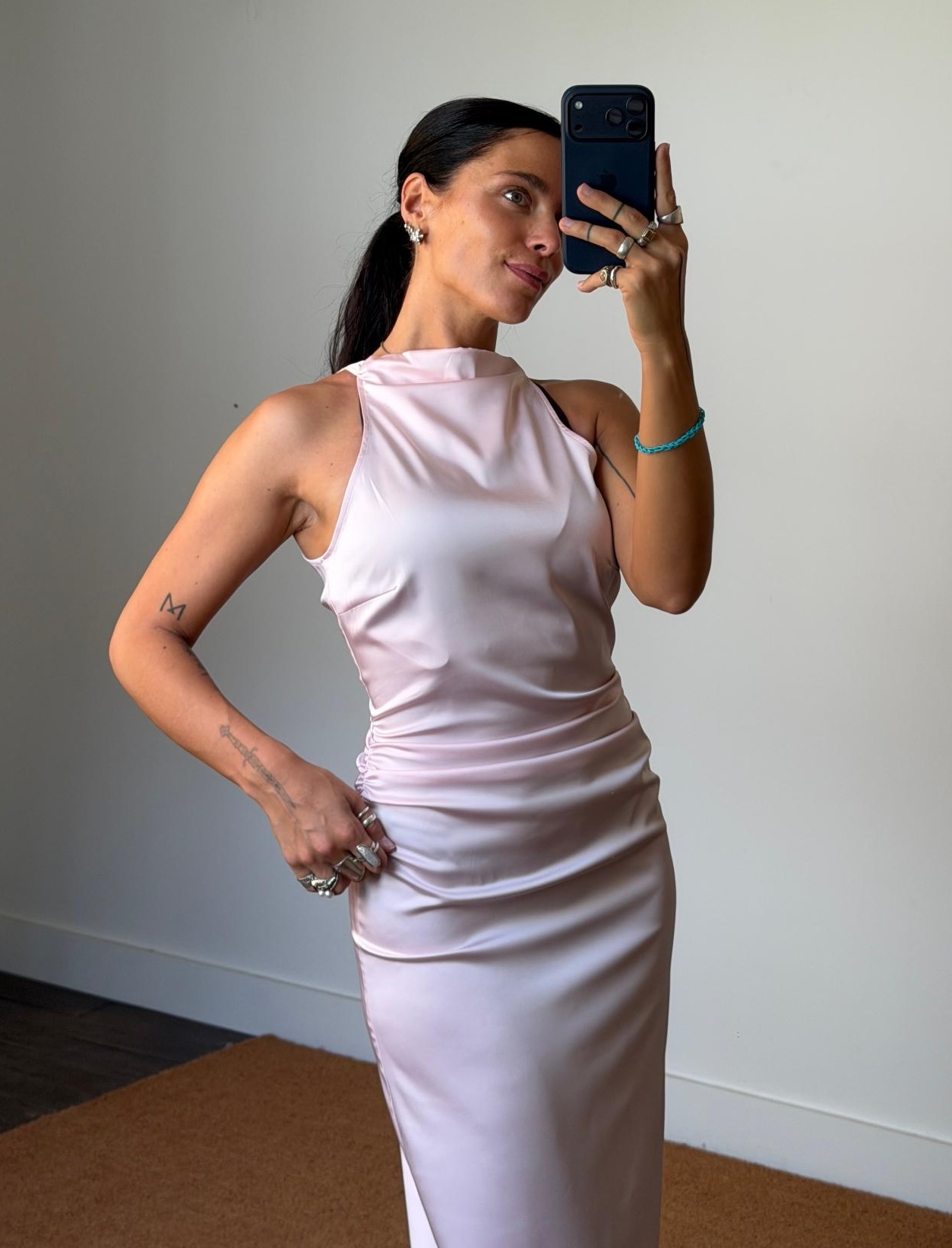 Rotate Halterneck Ruched Maxi Dress