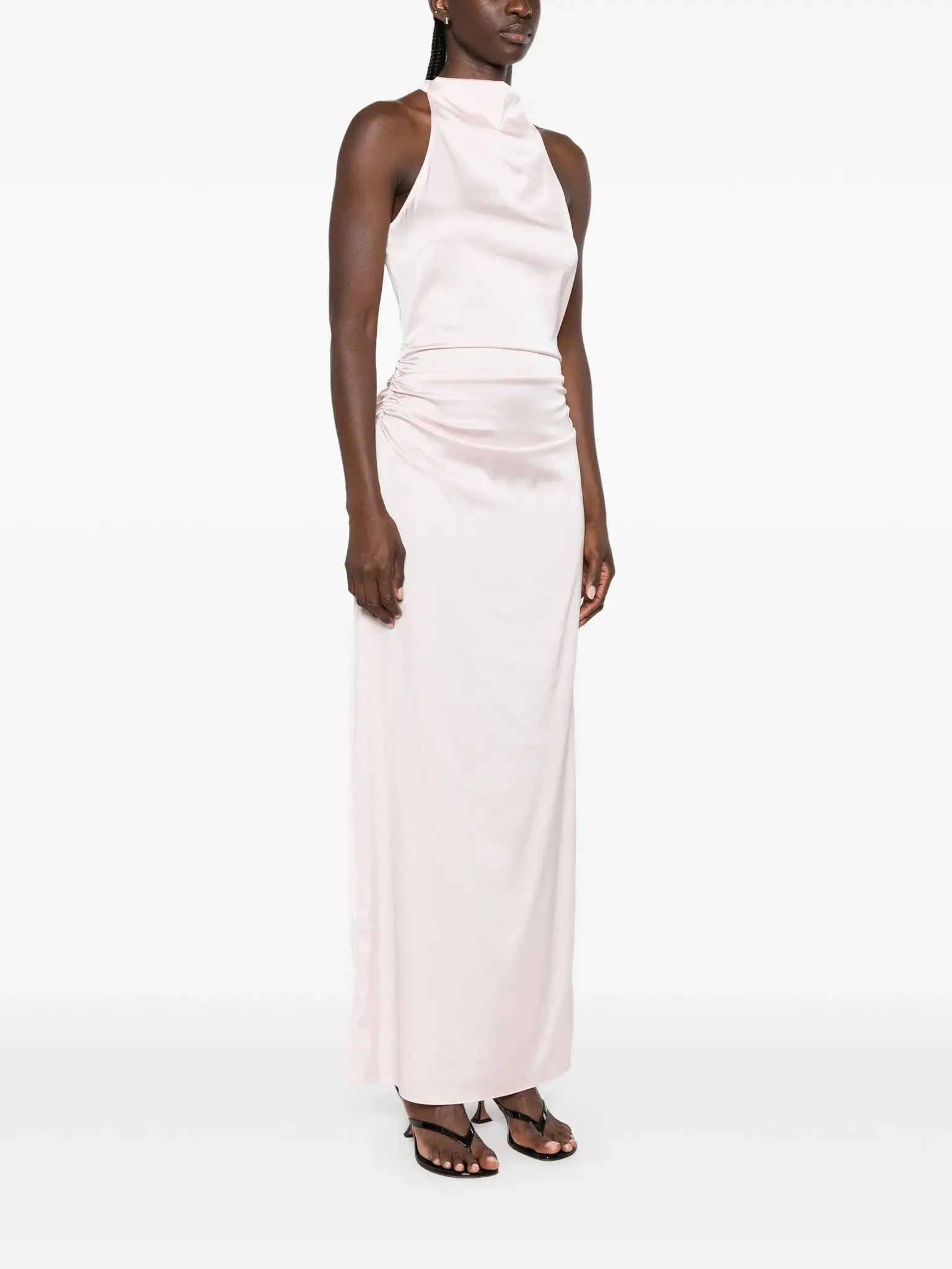 Rotate Halterneck Ruched Maxi Dress