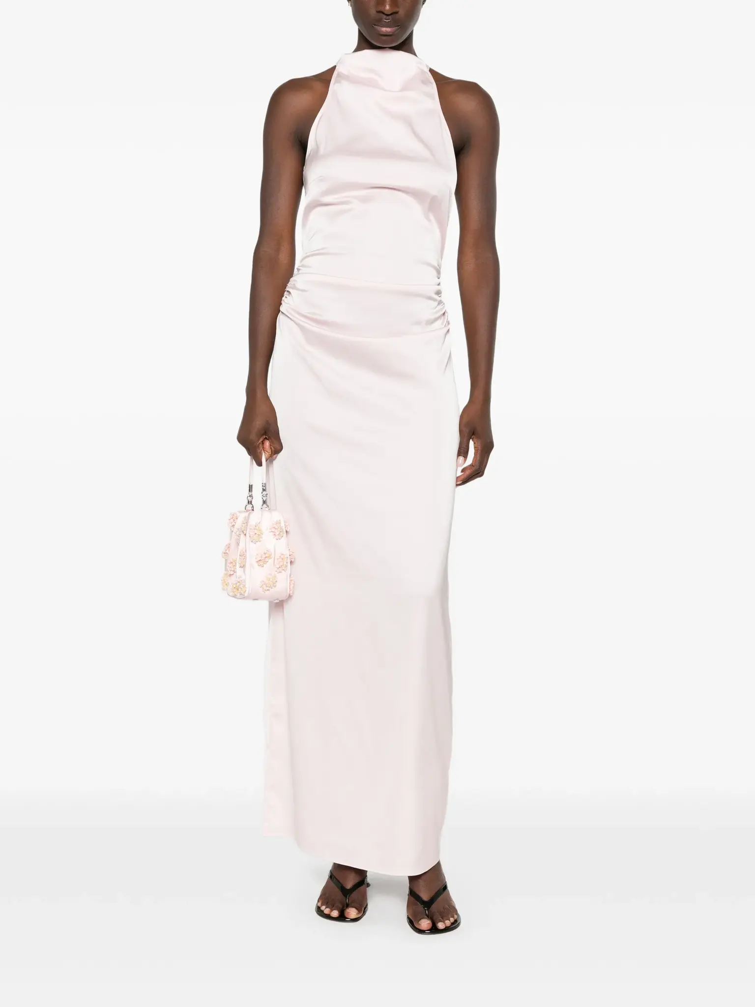Rotate Halterneck Ruched Maxi Dress