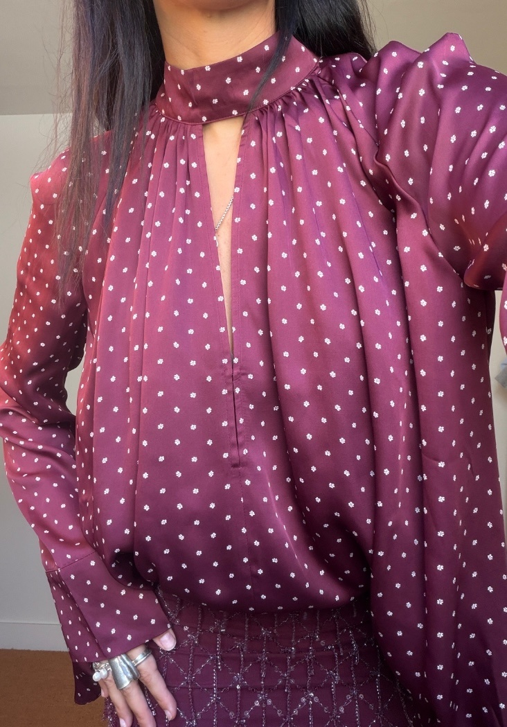 Rotate Dott Satin Bow Shirt