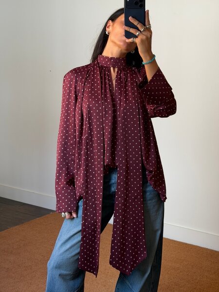 Rotate Dott Satin Bow Shirt