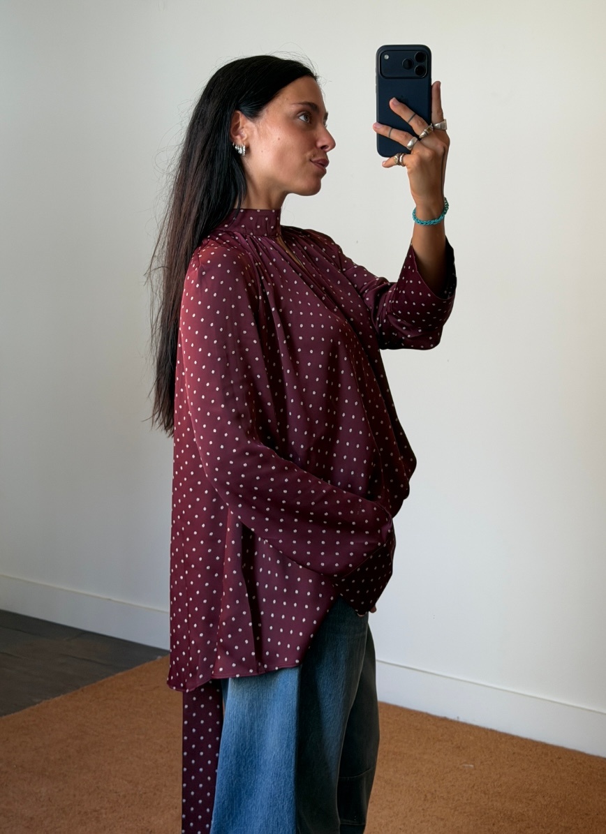 Rotate Dott Satin Bow Shirt