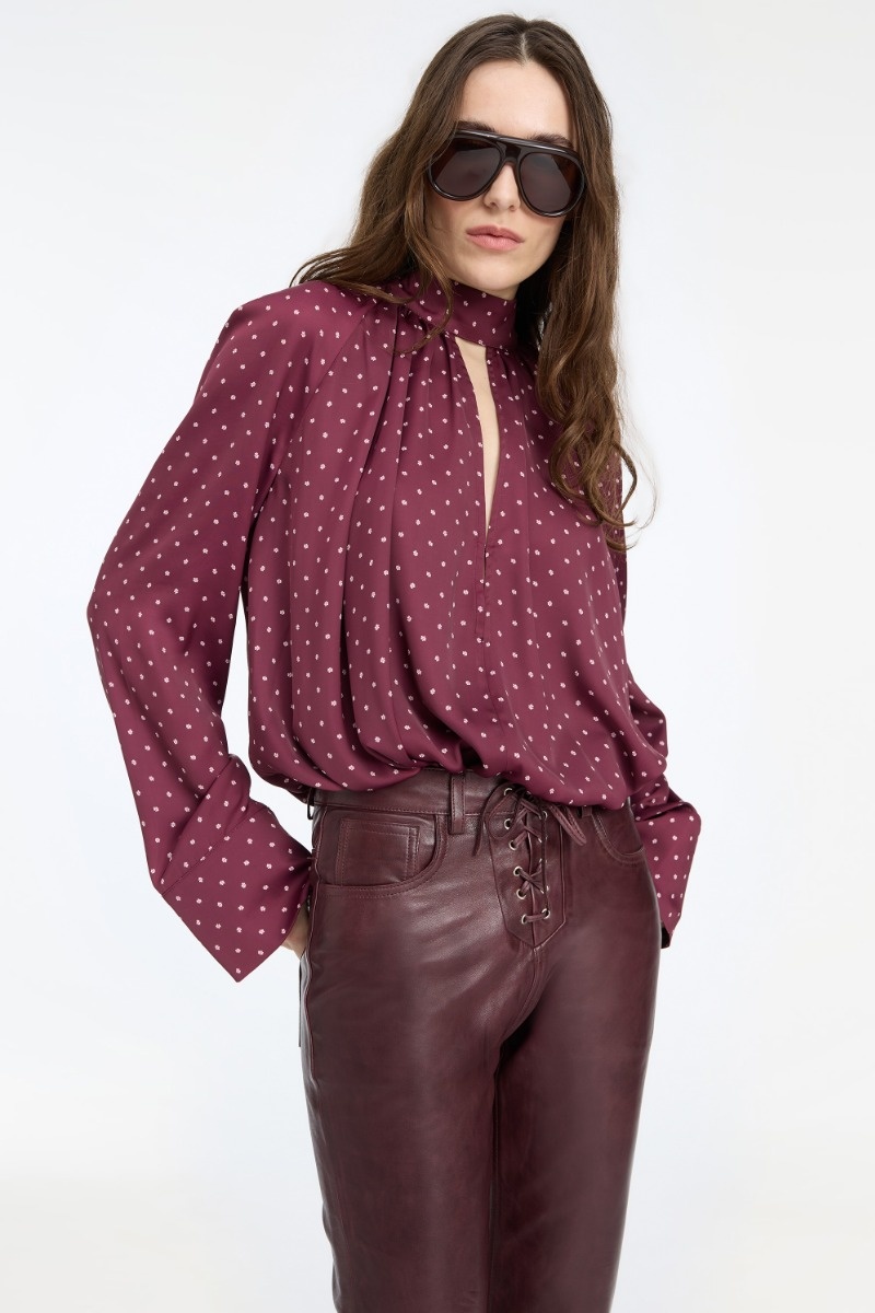 Rotate Dott Satin Bow Shirt