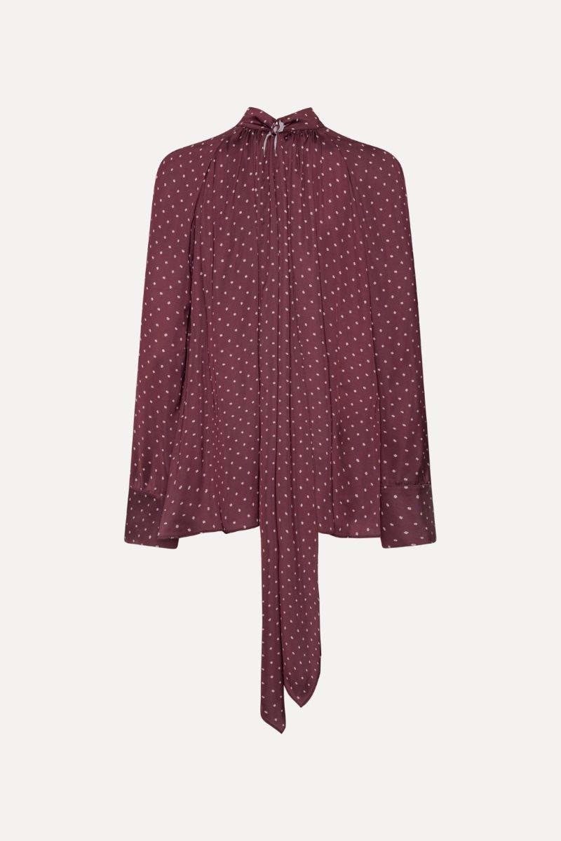 Rotate Dott Satin Bow Shirt