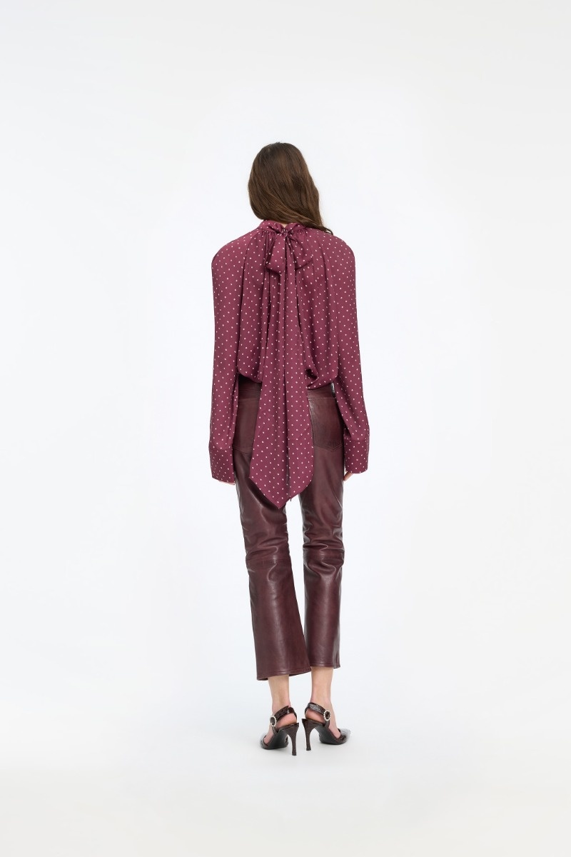 Rotate Dott Satin Bow Shirt