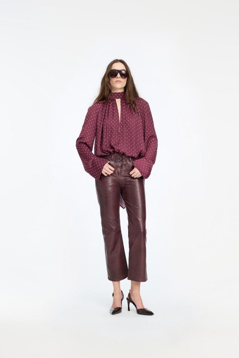 Rotate Dott Satin Bow Shirt