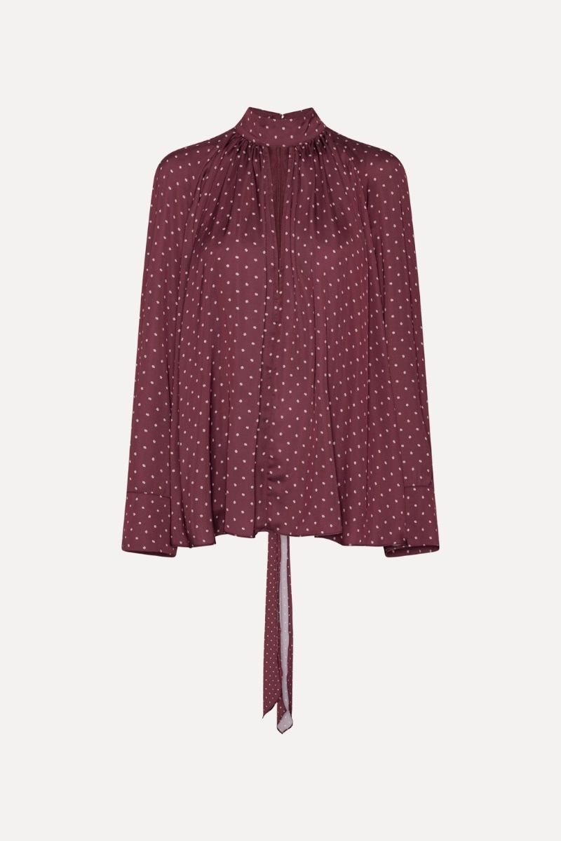 Rotate Dott Satin Bow Shirt