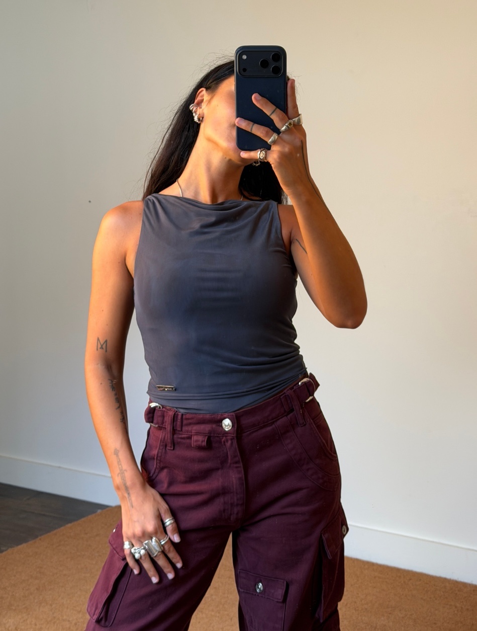 House of Sunny Double Layer SLeeeveless Mesh Top