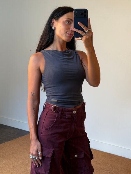House of Sunny Double Layer SLeeeveless Mesh Top