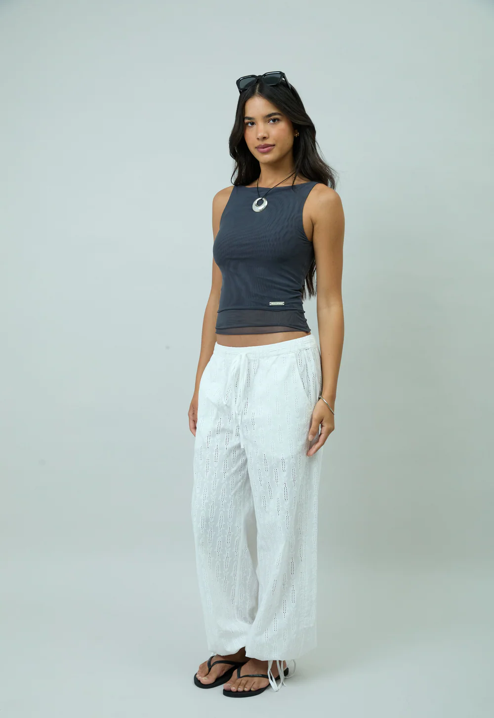House of Sunny Double Layer SLeeeveless Mesh Top