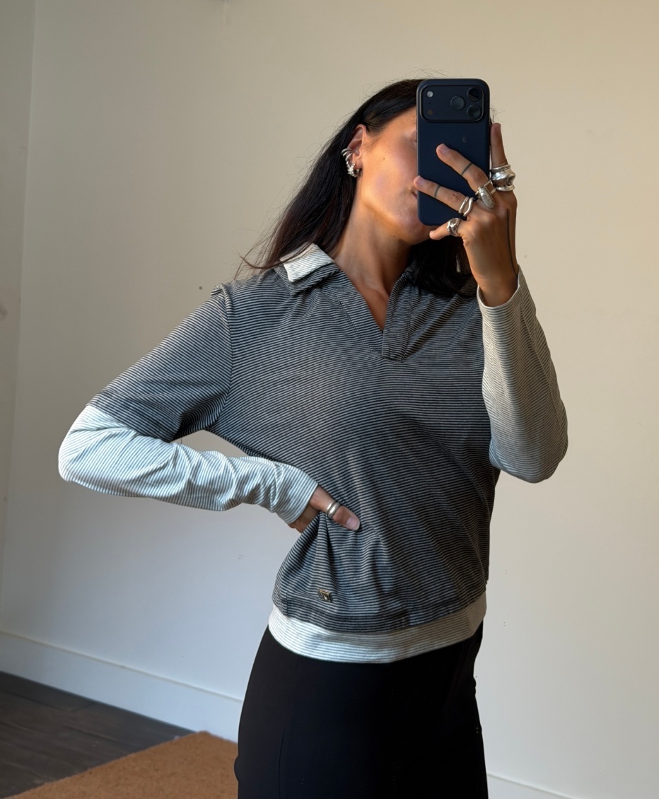 Laagam Candace Striped Polo Longsleeve