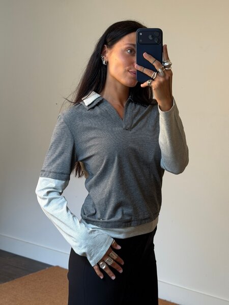 Laagam Candace Striped Polo Longsleeve