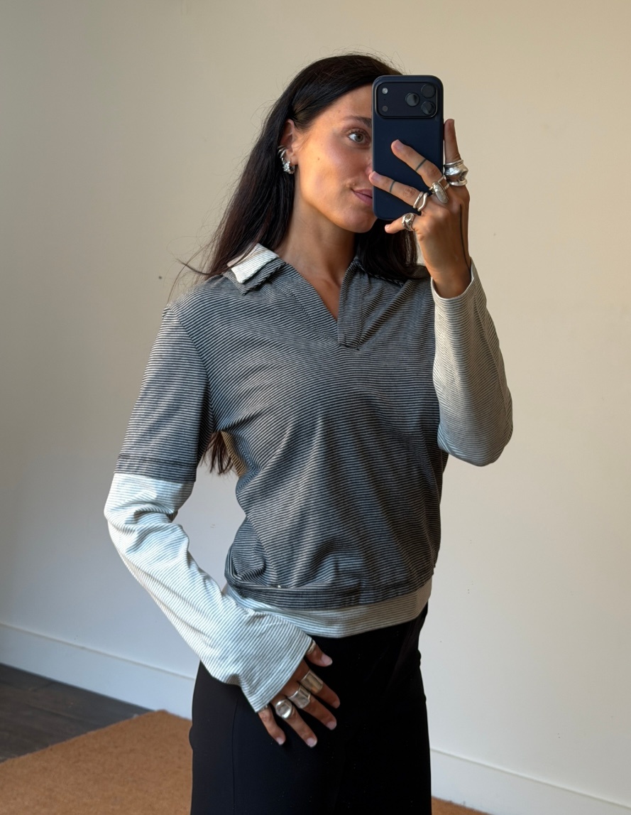 Laagam Candace Striped Polo Longsleeve