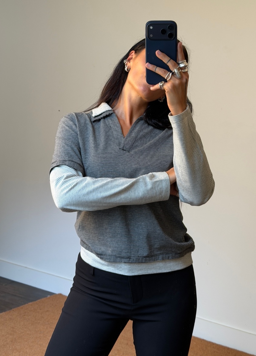 Laagam Candace Striped Polo Longsleeve