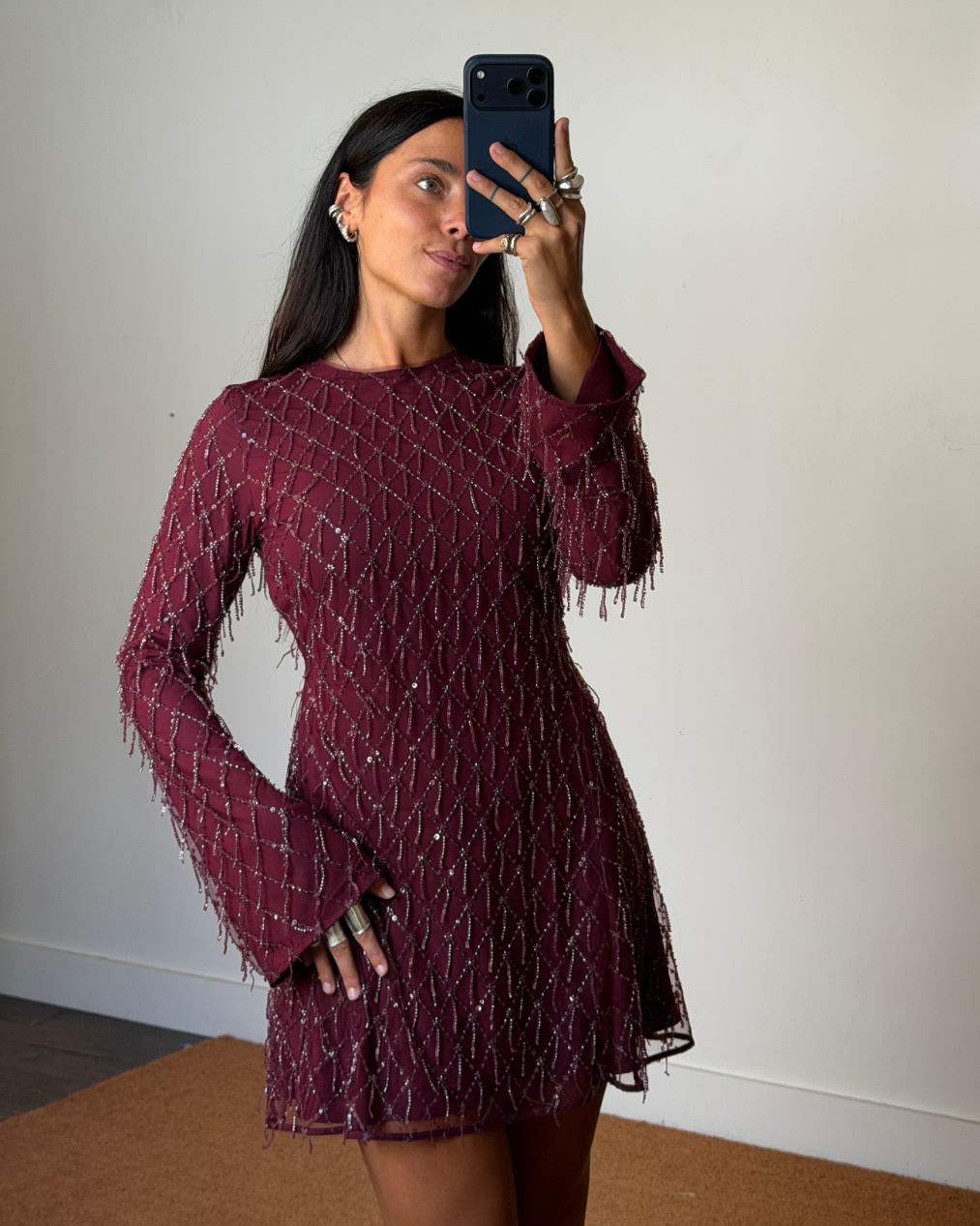 Rotate Sequins Mini Flared Dress