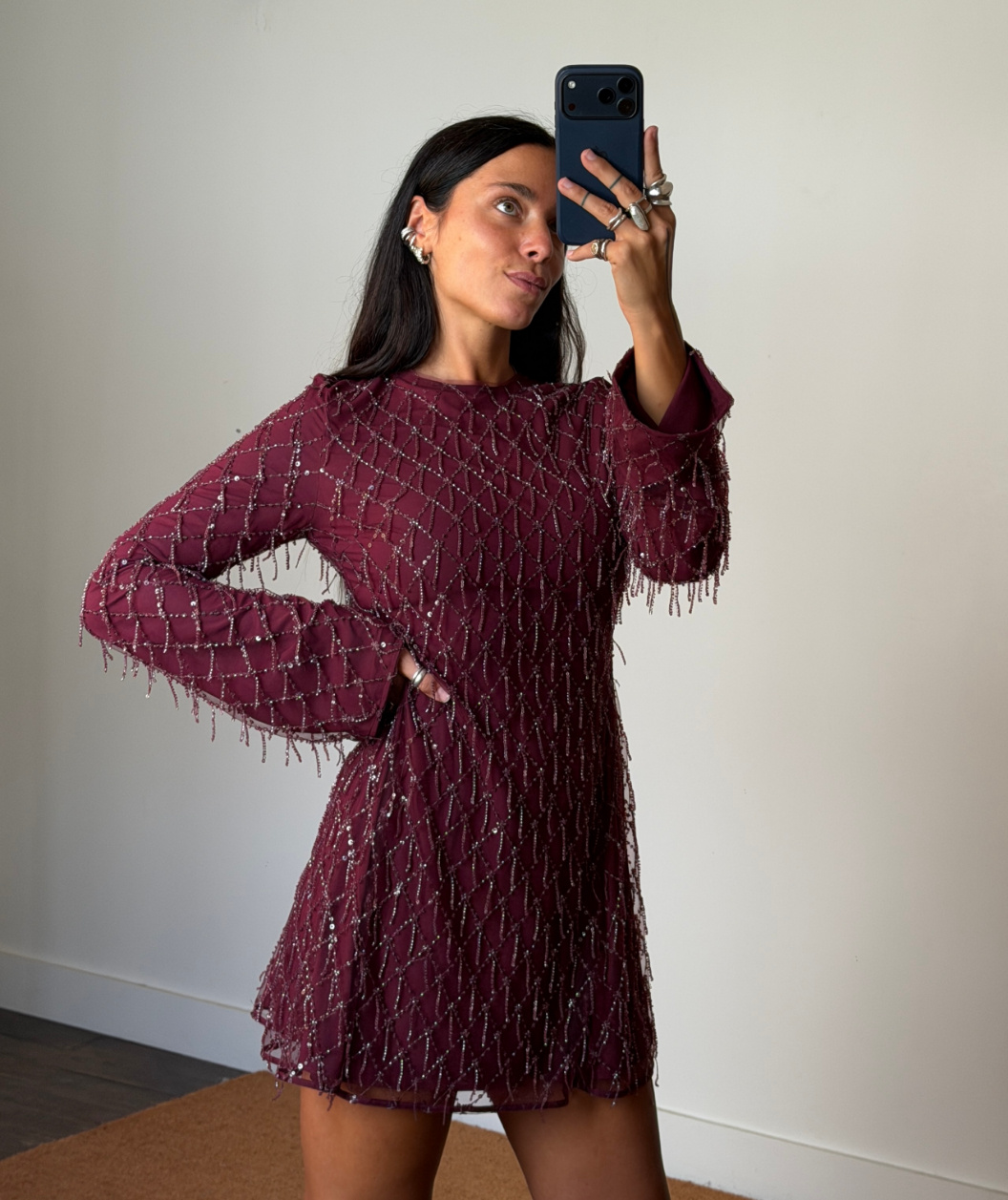 Rotate Sequins Mini Flared Dress