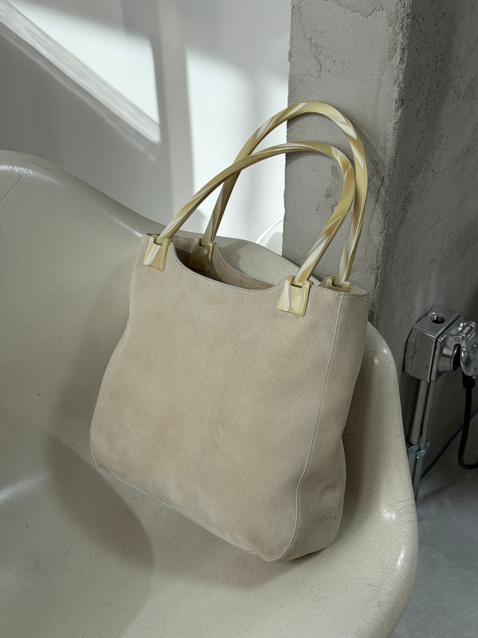RR ARCHIVE Prada Suede Plexi Handle Bag