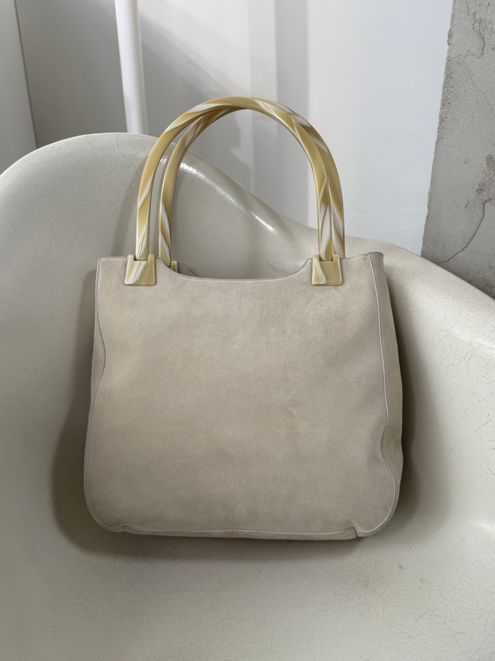 RR ARCHIVE Prada Suede Plexi Handle Bag