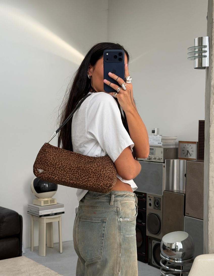 RR ARCHIVE Bottega Veneta Nylon Leopard Shoulder Bag
