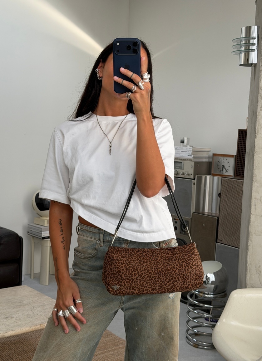 RR ARCHIVE Bottega Veneta Nylon Leopard Shoulder Bag