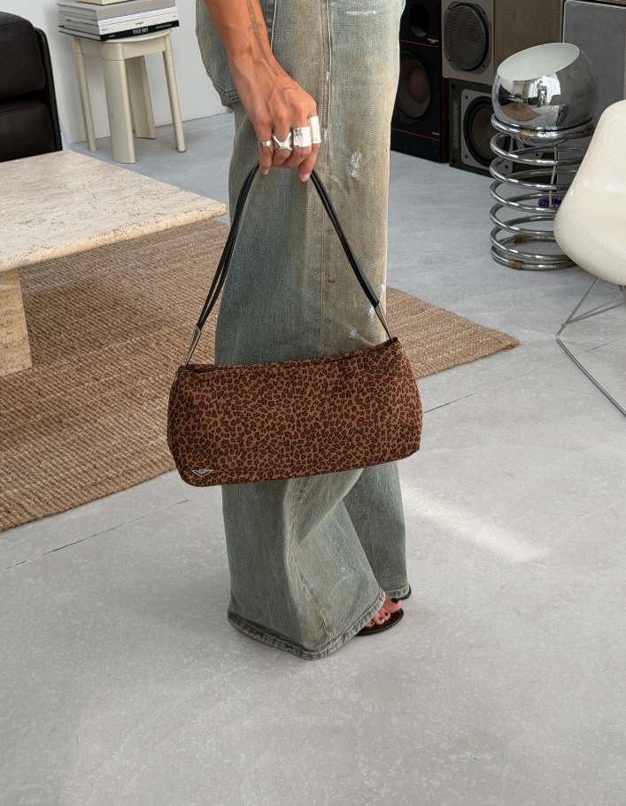 RR ARCHIVE Bottega Veneta Nylon Leopard Shoulder Bag