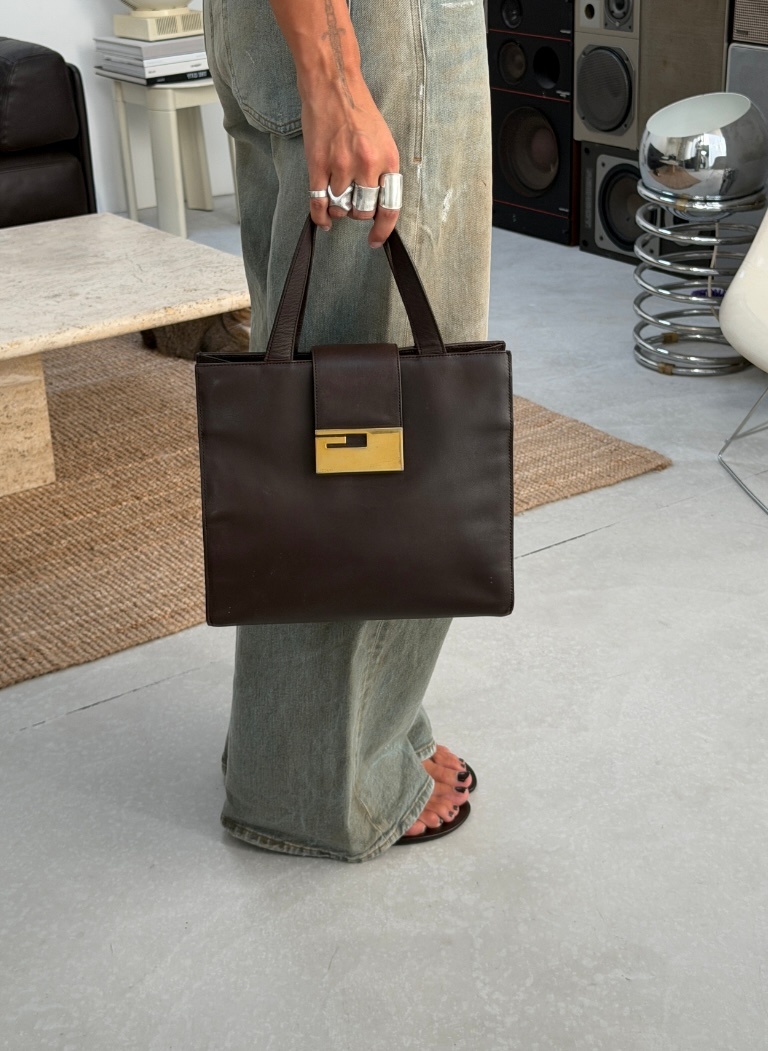 RR ARCHIVE Gucci Gold G Leather Handbag
