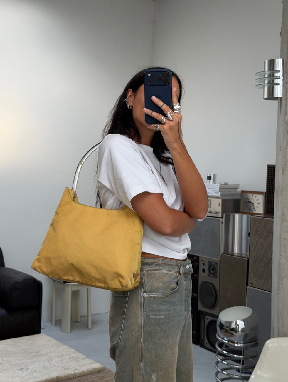 RR ARCHIVE Prada Nylon Plexi Handle Shoulder Bag