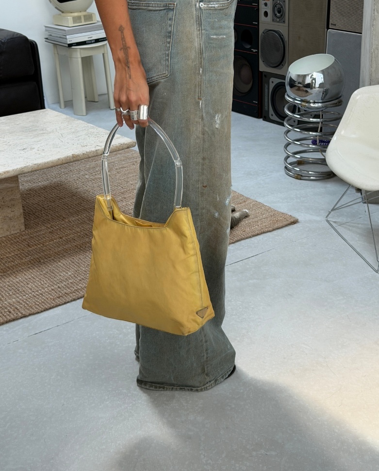 RR ARCHIVE Prada Nylon Plexi Handle Shoulder Bag