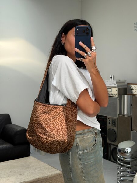 RR ARCHIVE Bottega Veneta Nylon Leopard Bucket Bag