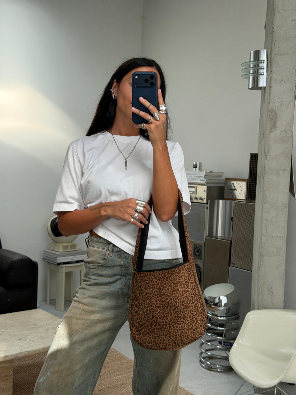 RR ARCHIVE Bottega Veneta Nylon Leopard Bucket Bag