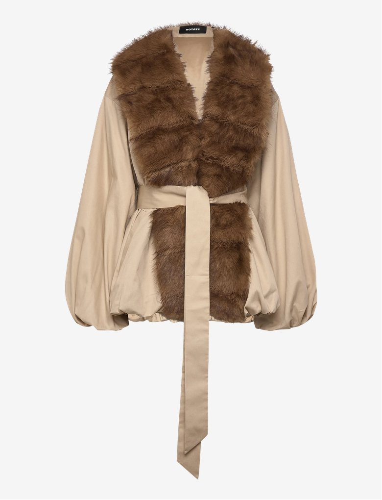 Rotate Faux Fur Collar Jacket