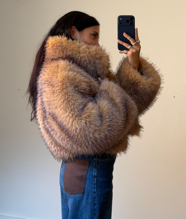 Rotate Faux Fur Crop Jacket