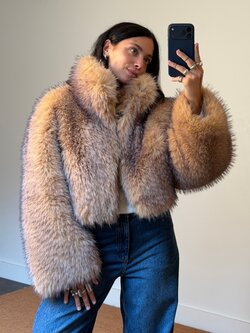 Rotate Faux Fur Crop Jacket