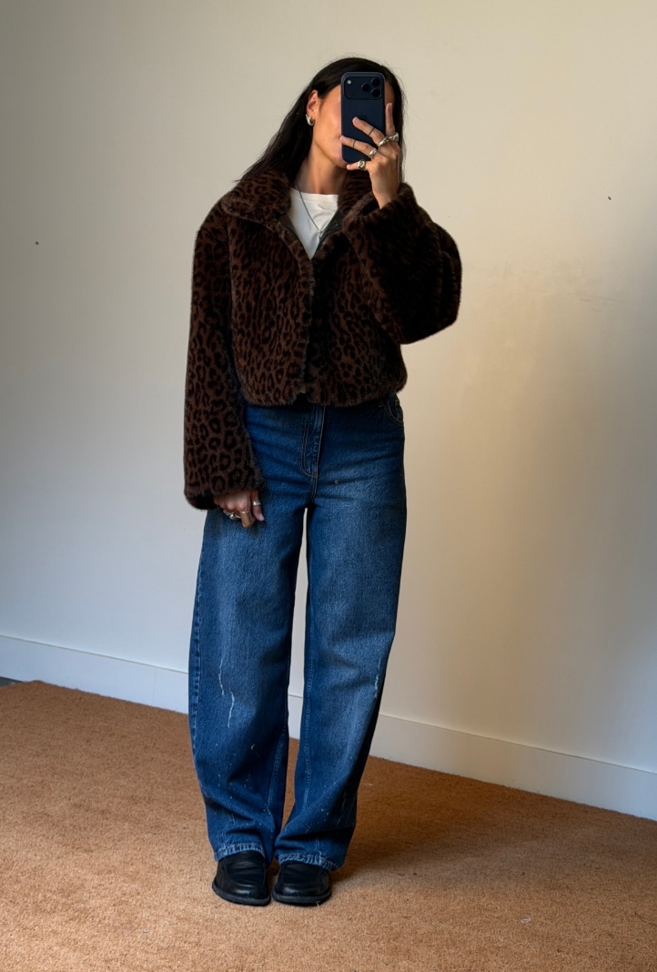 Rotate Faux Fur Crop Jacket