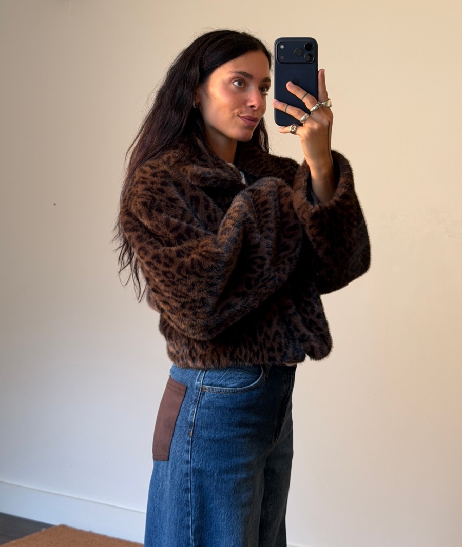 Rotate Faux Fur Crop Jacket