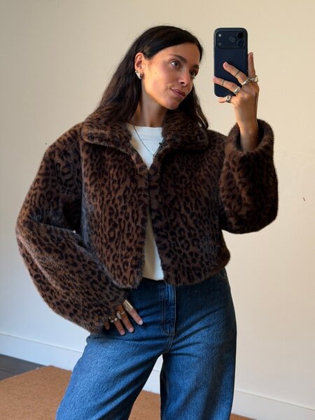 Rotate Faux Fur Crop Jacket