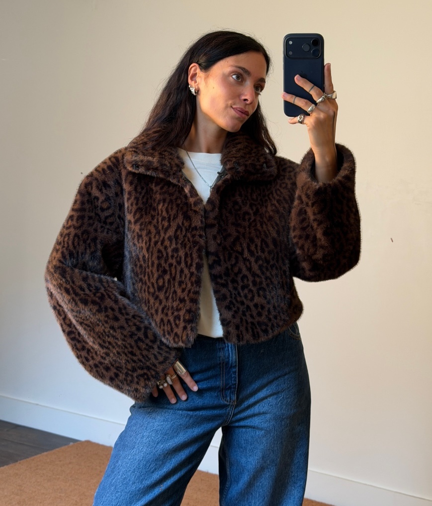 Rotate Faux Fur Crop Jacket