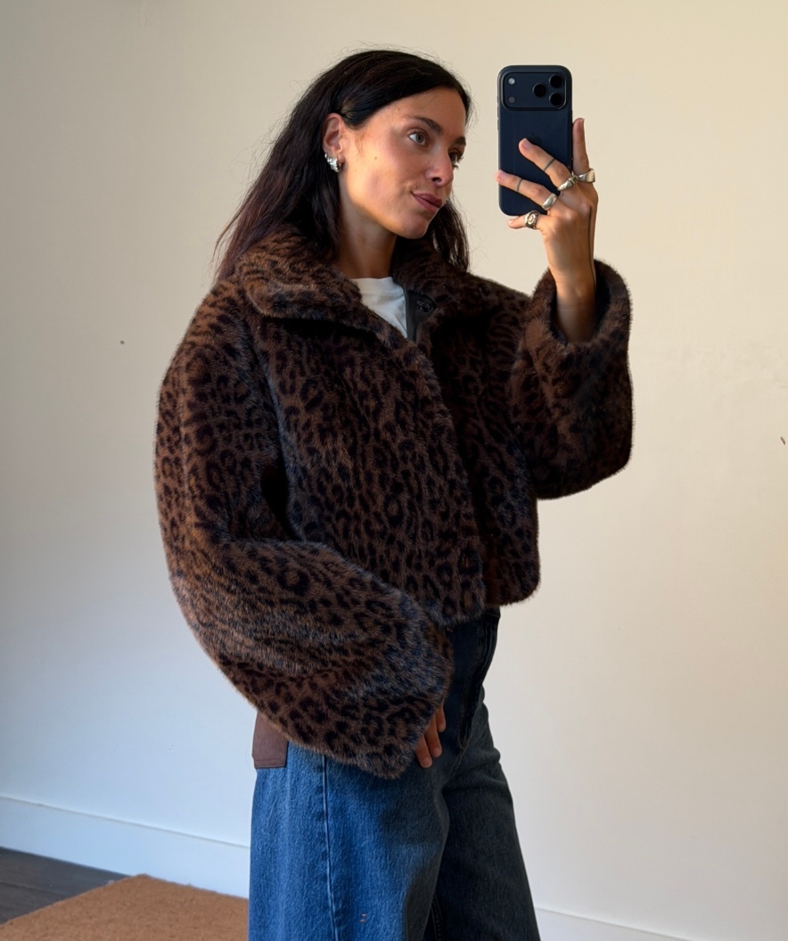 Rotate Faux Fur Crop Jacket