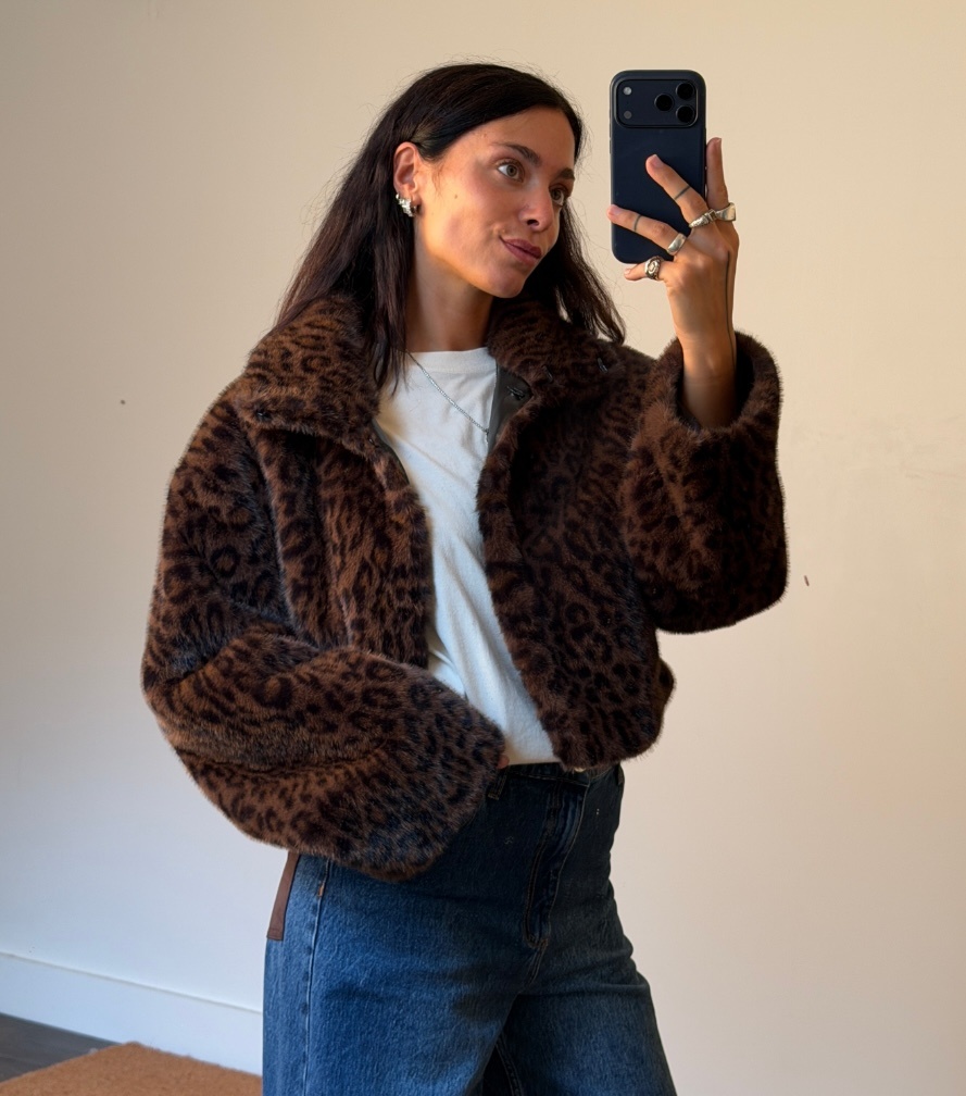 Rotate Faux Fur Crop Jacket