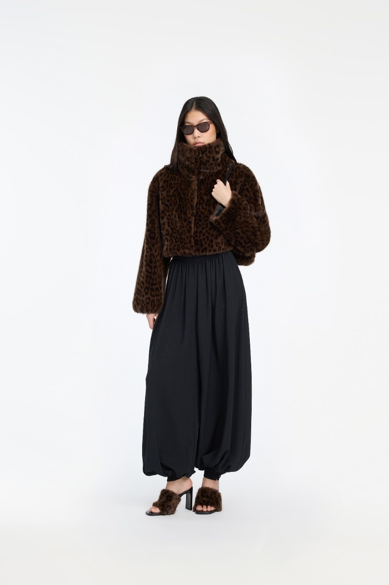 Rotate Faux Fur Crop Jacket