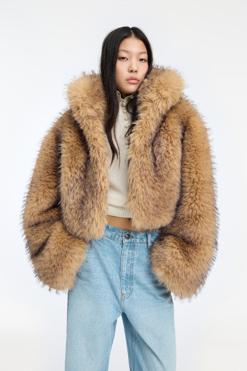 Rotate Faux Fur Crop Jacket