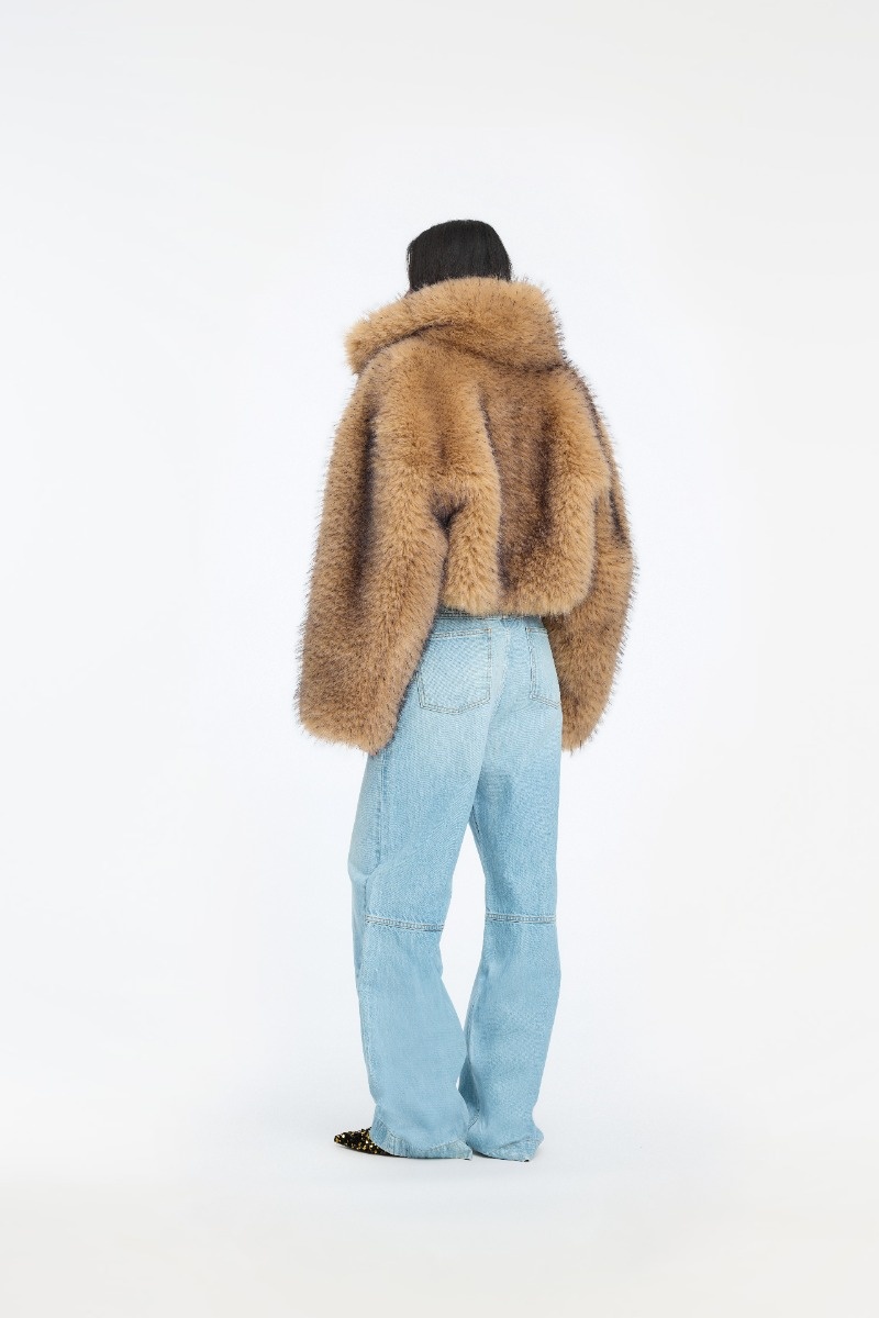 Rotate Faux Fur Crop Jacket