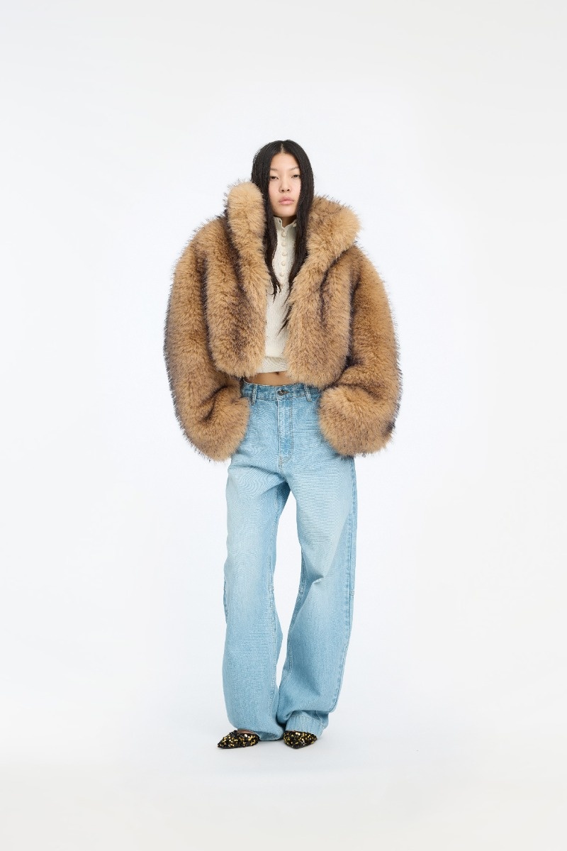 Rotate Faux Fur Crop Jacket