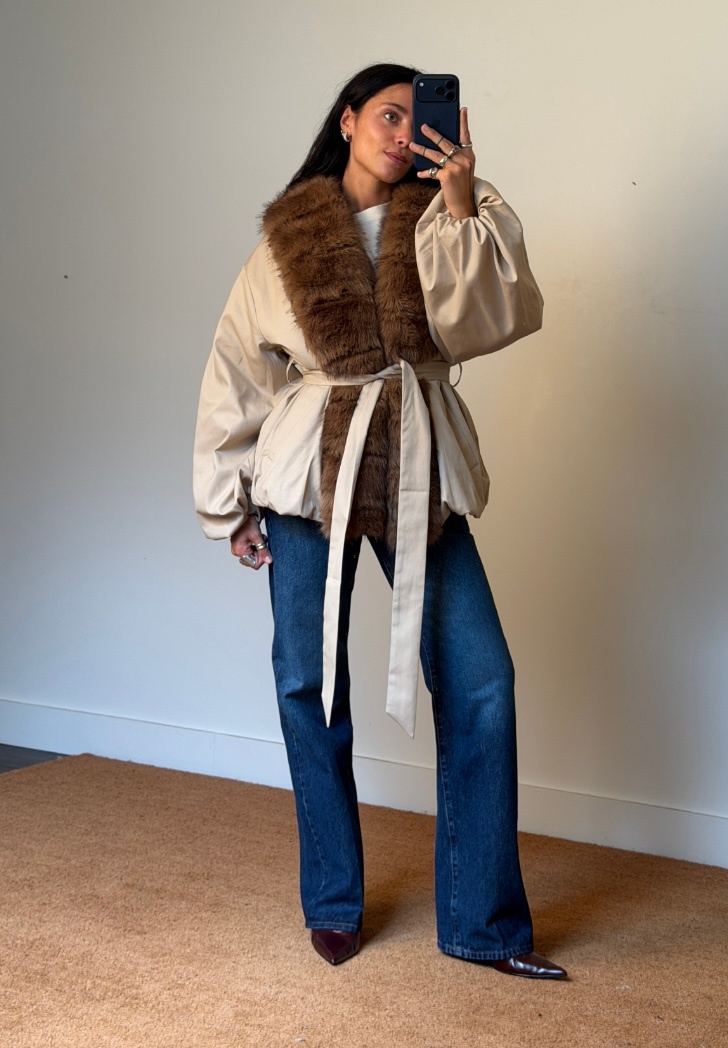 Rotate Faux Fur Collar Jacket