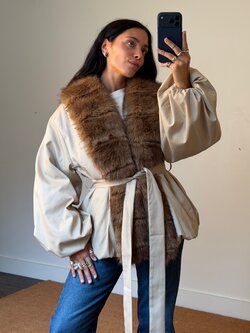 Rotate Faux Fur Collar Jacket