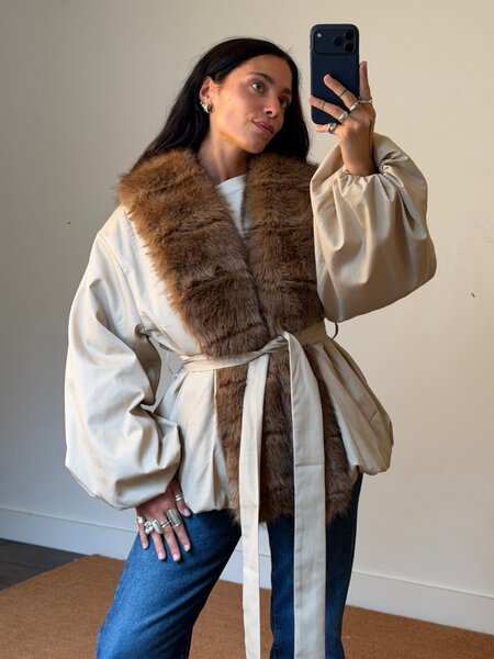 Rotate Faux Fur Collar Jacket