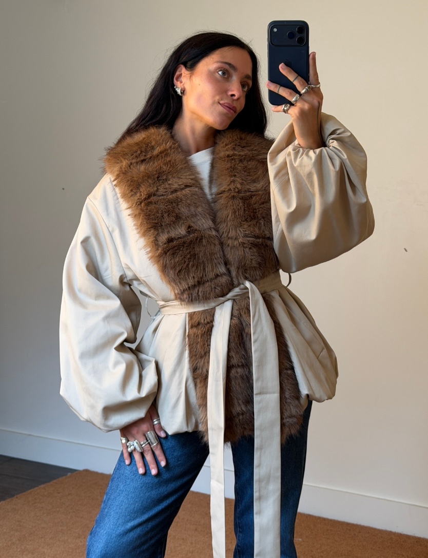 Rotate Faux Fur Collar Jacket