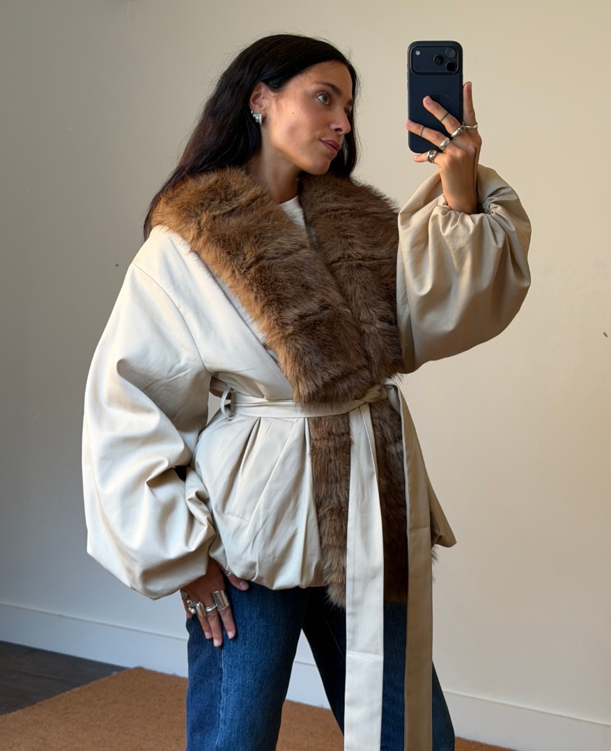 Rotate Faux Fur Collar Jacket
