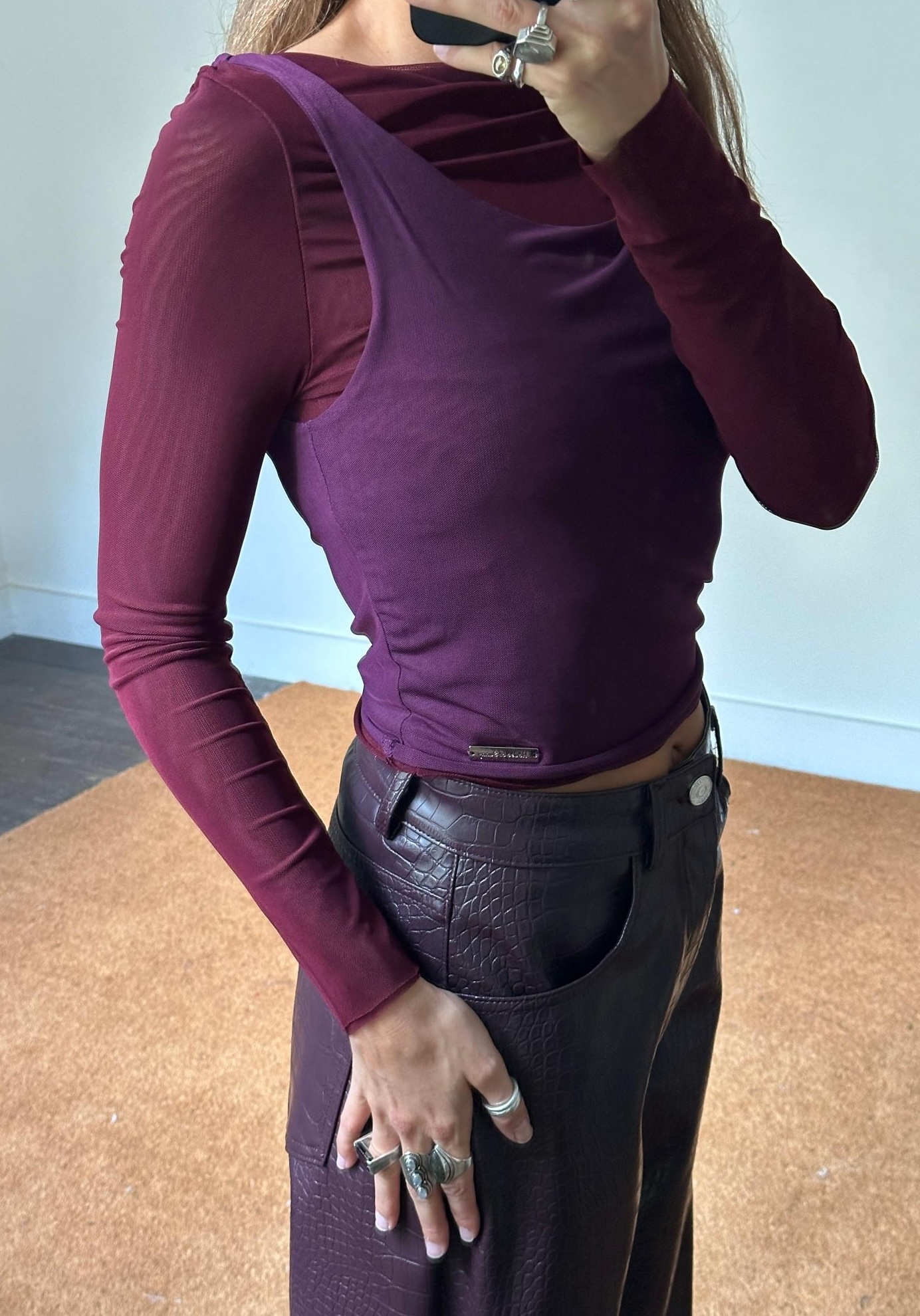 House of Sunny Double Layer Mesh Top